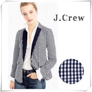 JCrew Blue & White Gingham Blazer Size 2